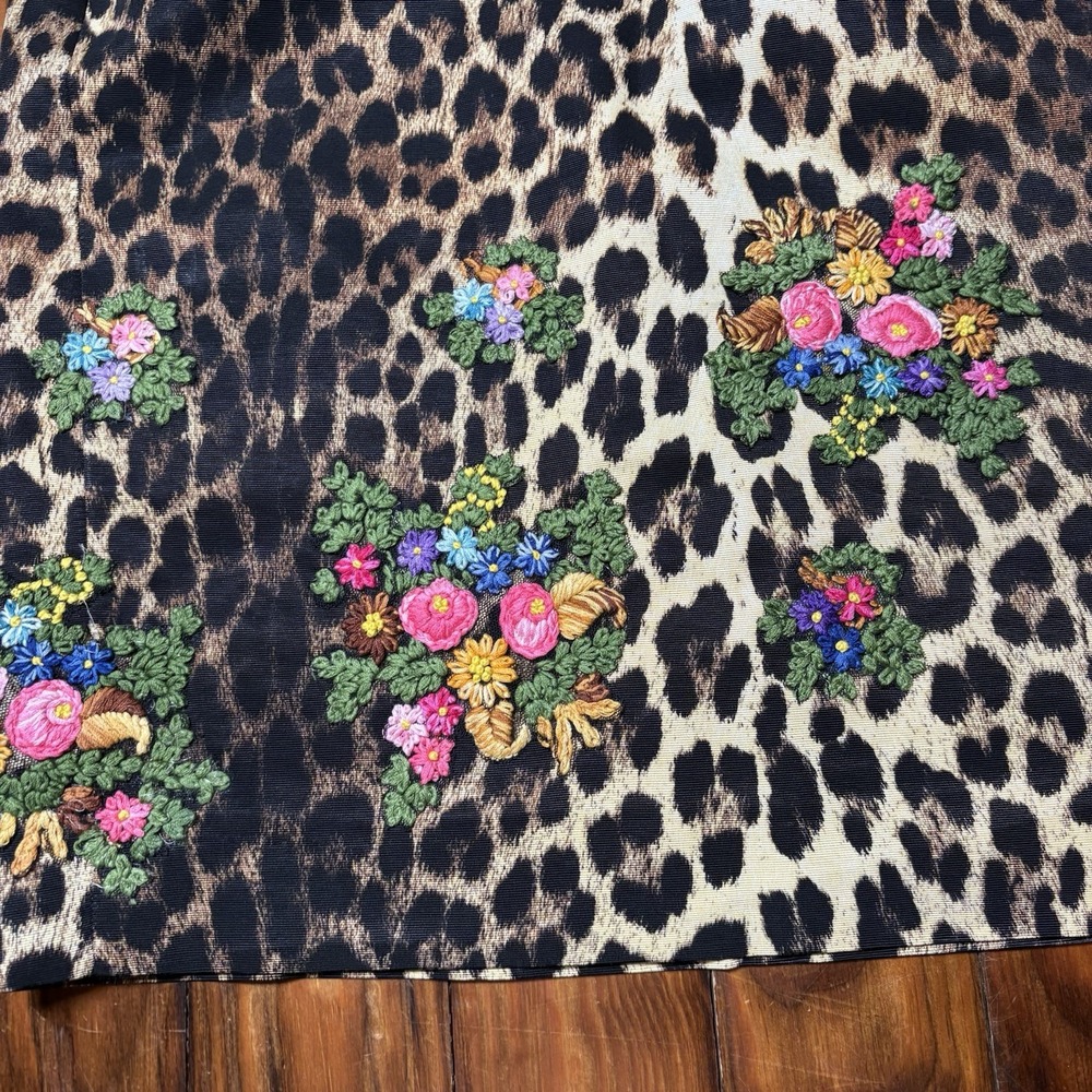 Vtg MOSCHINO Cheap and Chic Leopard Floral Embroidered Pencil Skirt Sz 8 A1574 - Picture 13 of 13